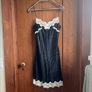 Elegant Black and White Lace Slip Dress